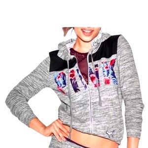 PINK Victoria’s Secret Gray Marl full zip Hoodie Size L